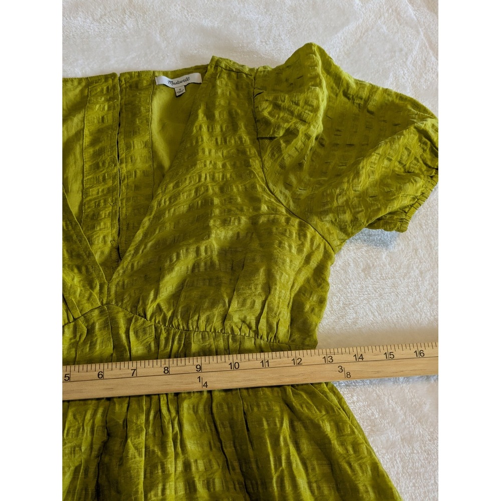 Madewell Annamarie Mini Babydoll Dress Size 0 Citrus Lime Green Puff Sleeve - Picture 8 of 13